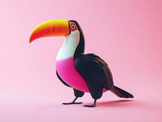 Naklejka premium Colorful cartoon toucan bird studio setting digital art vibrant environment close-up view