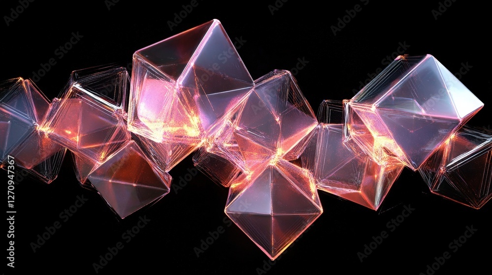 Poster interconnected, glowing polygons arranged in a hexagonal pattern, forming a visually striking mesh o