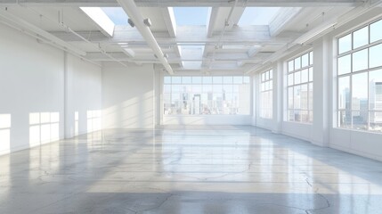 Obraz premium Bright Modern Loft Space with City View