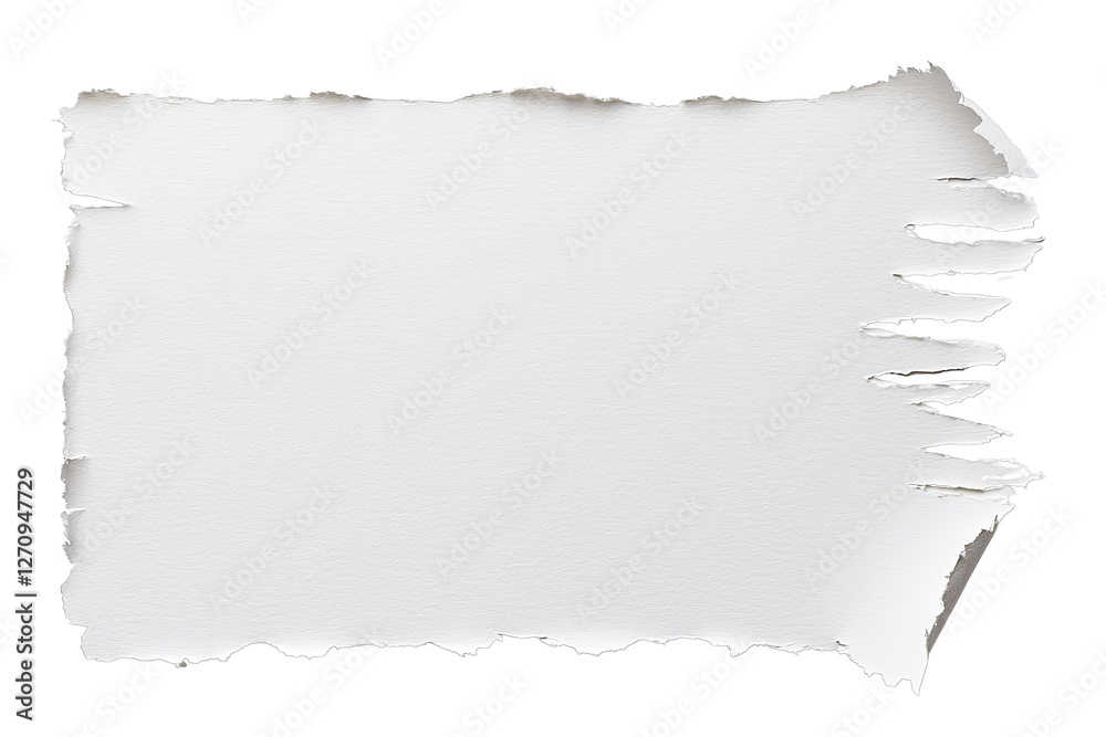 Poster ripped torn idea. torn paper effect on a blank white background for creative design and artwork.