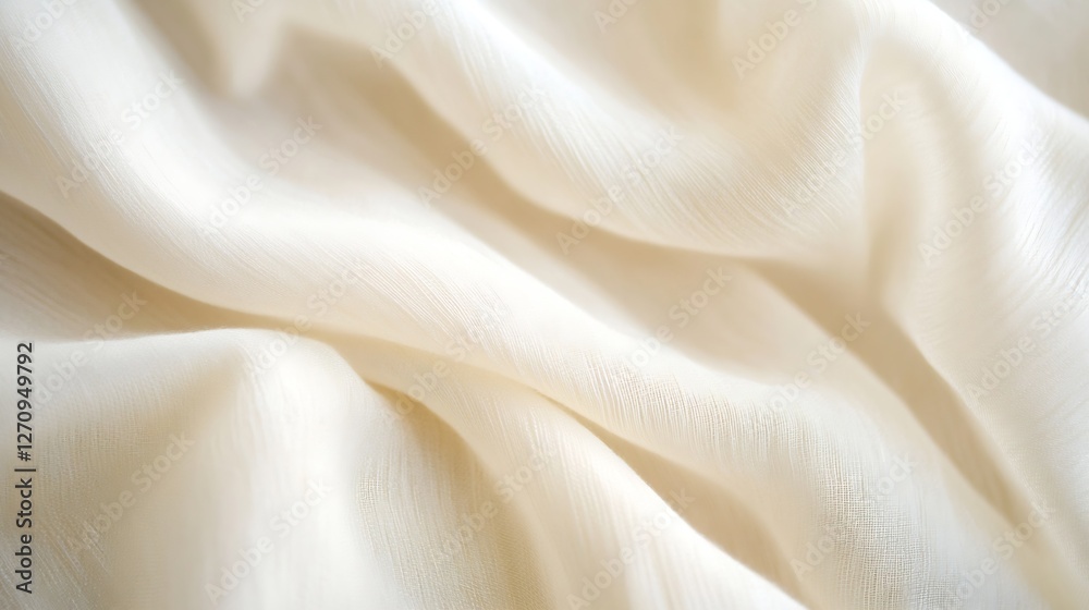 Leinwandbilder Soft and delicate closeup of luxurious creamcolored fabric gracefully draping with intricate textures : Generative AI