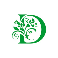 Green Leaf Letter Design Logo
