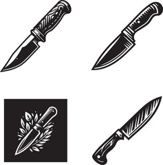 Obraz premium Set of Hunting and Survival Knives Silhouettes