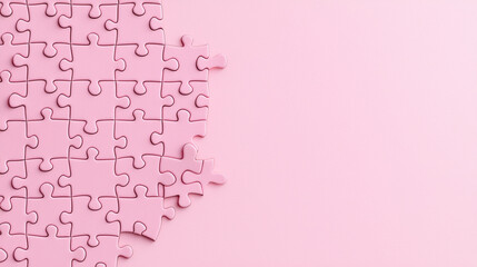 Pink puzzle pieces on a soft pink background