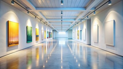 Obraz premium Modern Art Gallery: Blank Canvases in a Minimalist Hallway