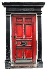 Obraz premium Red and black door letterbox mailbox gate.