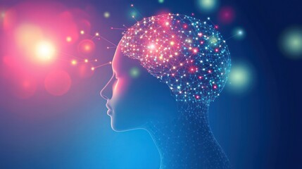 Obraz premium Abstract Human Brain with Digital Connections