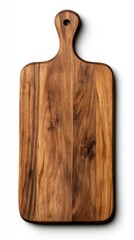 Natural Wooden Cutting Board with Minimal Design and Rich Texture Isolated on White Background