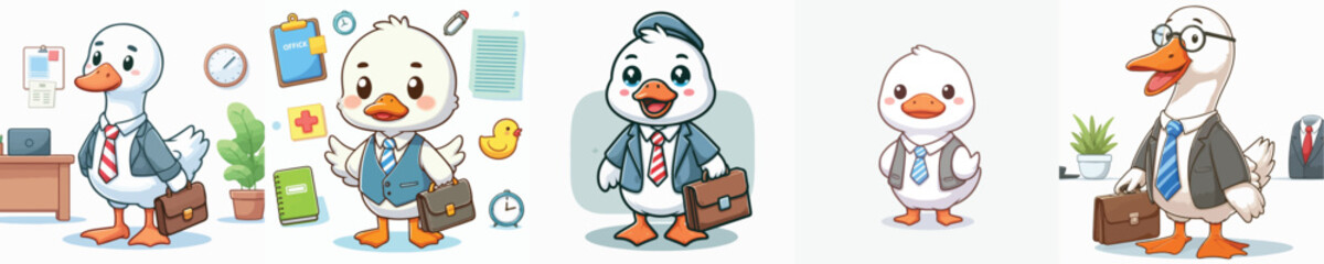 Naklejka premium vector of geese going to the office