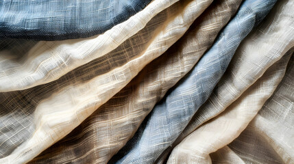 Obraz premium Close-up view of elegantly draped fabric showcasing soft textures and subtle color gradients