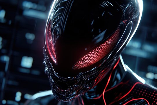 3D holographic alien with glowing bioluminescent patterns, deep-space NFT concept, cyberpunk-style lighting