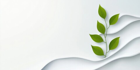 Abstract ecology concept with green leaves on minimalist background for environmental awareness promotion