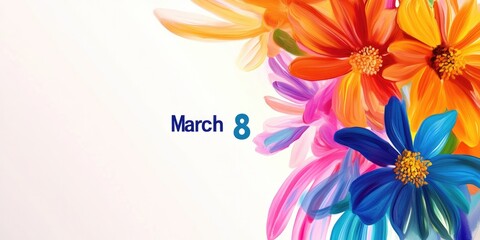 Obraz premium Vibrant floral abstract with colorful blooms celebrating march with a splash of color for creative design