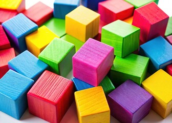 Vibrant Stacked Wooden Blocks: Colorful Educational Toy Background
