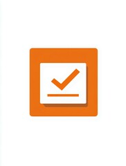 A modern, minimalistic check mark icon on a bright orange background, symbolizing approval, acceptance, and completion in business or personal tasks.