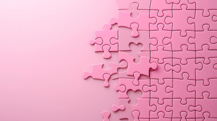 Pink puzzle pieces on a soft pink background