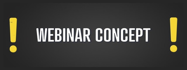 Webinar Concept. A blackboard with white text. Illustration with grunge text style.