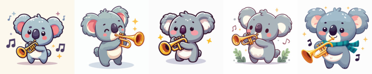 vector of a koala playing a trumpet