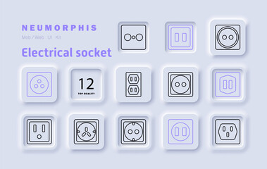 Electrical socket icon. Power outlet, plug types, voltage regulation, energy distribution, connectivity, infrastructure, home appliances, charging station, electric safety, smart solutions, technology