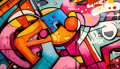 Obraz premium A wall with colorful graffiti street art