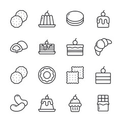 A set of food icons in black and white