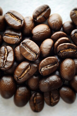 Fototapeta premium Brown coffee beans isolated on white background