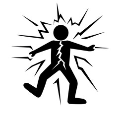 Isolated Man Electrocution Symbol with Lightning