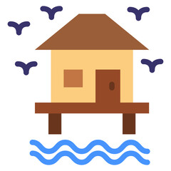 Seaside Village Vector Design Icon Style