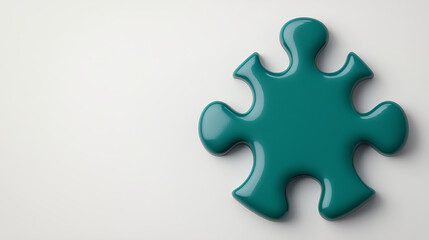 Obraz premium Glossy teal puzzle piece on a minimalist background