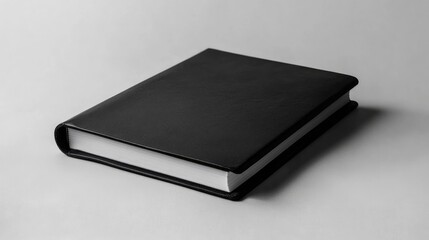 Black Leather Bound Book on White Background