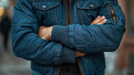Fototapeta premium Bomber Jacket: A waist-length jacket with a zip closure and elasticized cuffs, originally for pilots, now a trendy and versatile outerwear piece for casual and edgy looks. 