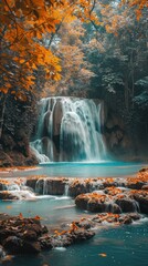 Waterfall in tropical forest.