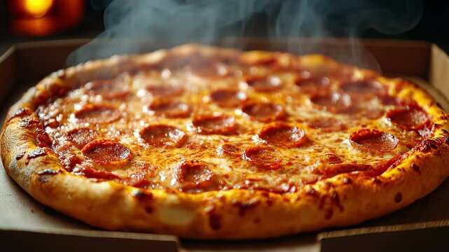 hot pizza with sausage, fast food, pizzeria