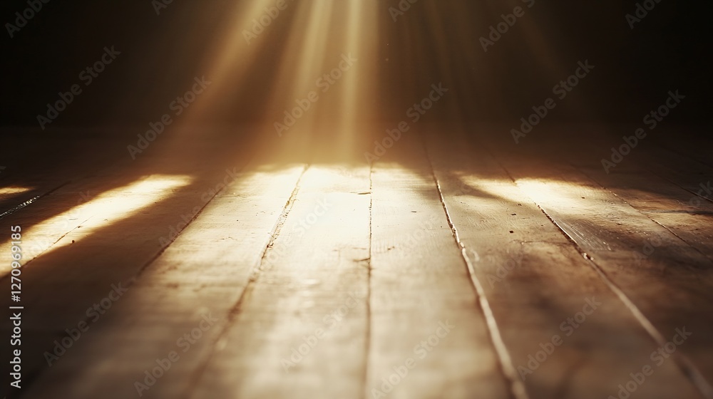 Leinwandbilder soft golden rays of light streaming through a wooden floor creating a serene atmosphere : generative
