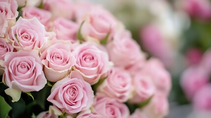 Elegant bouquet of soft pink roses artfully arranged for a beautiful floral display : Generative AI