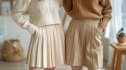 Pleated Skirt: A skirt with narrow folds that offer texture and movement, making it perfect for both casual outfits and more formal, polished looks.
