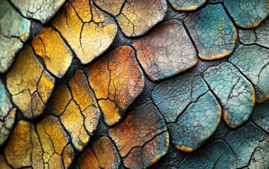 Close-up of a chameleon&acirc;???s colorful skin texture