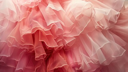 Fototapeta premium Tulle Skirt: A whimsical, layered skirt made from soft, sheer tulle fabric, creating a voluminous, dreamy look for special occasions and events. 