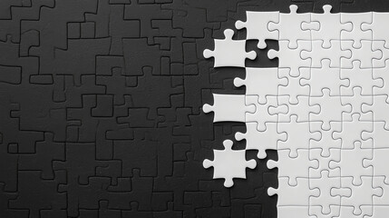 Incomplete puzzle pieces on a contrasting black background