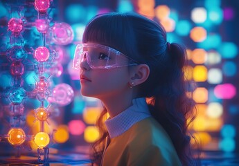  Profile Silhouette Against Colorful Glowing Lights