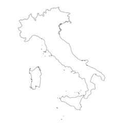 Italy blank border map, outline sketch isolated on white background. Thin hand drawn black line contour. Vector clipart for italian events and news illustration, travel or politics banner design.