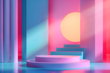 Fototapeta premium Colorful pastel object podium. Platform for product presentation. Showcase 3d rendering