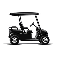 Isolated Black Classic Golf Cart with Detailed Design