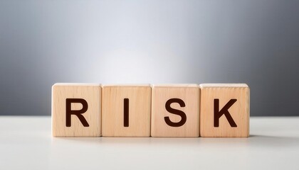 Wooden blocks spelling the word 'RISK' on a blurred background, representing uncertainty.