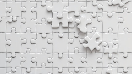 Fototapeta premium Close-up of a white jigsaw puzzle background