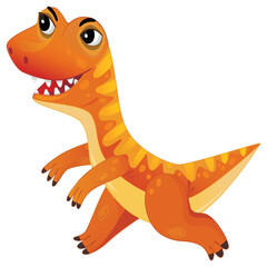 cartoon happy and funny colorful prehistoric dinosaur dino gallimimus running isolated illustration for kids