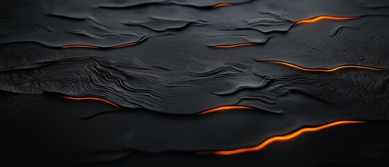 Obraz premium Close-up of a black surface with a textured pattern. the texture appears to be rough and uneven, with deep grooves and crevices.