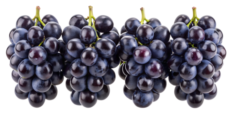 Four bunches of grapes isolated on transparent background png