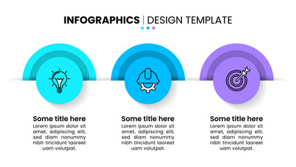 Infographics template. 3 circles with icons and text