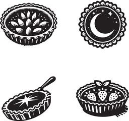 Silhouette Set of Various Tart and Pie Designs